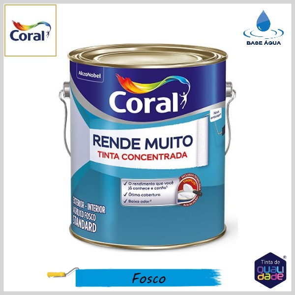 Tinta Acrílica Rende Muito Standard Fosco, Galão 3.6lt